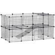 PAWHUT Cage parc enclos pour animaux domestiques L 146 x l 73 x H 73 cm modulable 2 niveaux 36 panneaux bords arrondis fil métallique noir