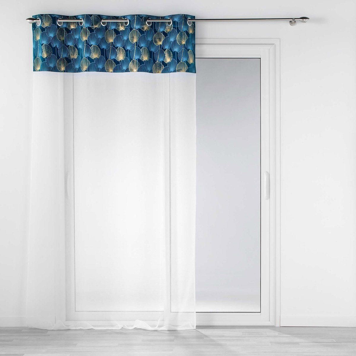 Douceur d'Intérieur Voilage à œillets 140x240 sable top velours Clairine bleu