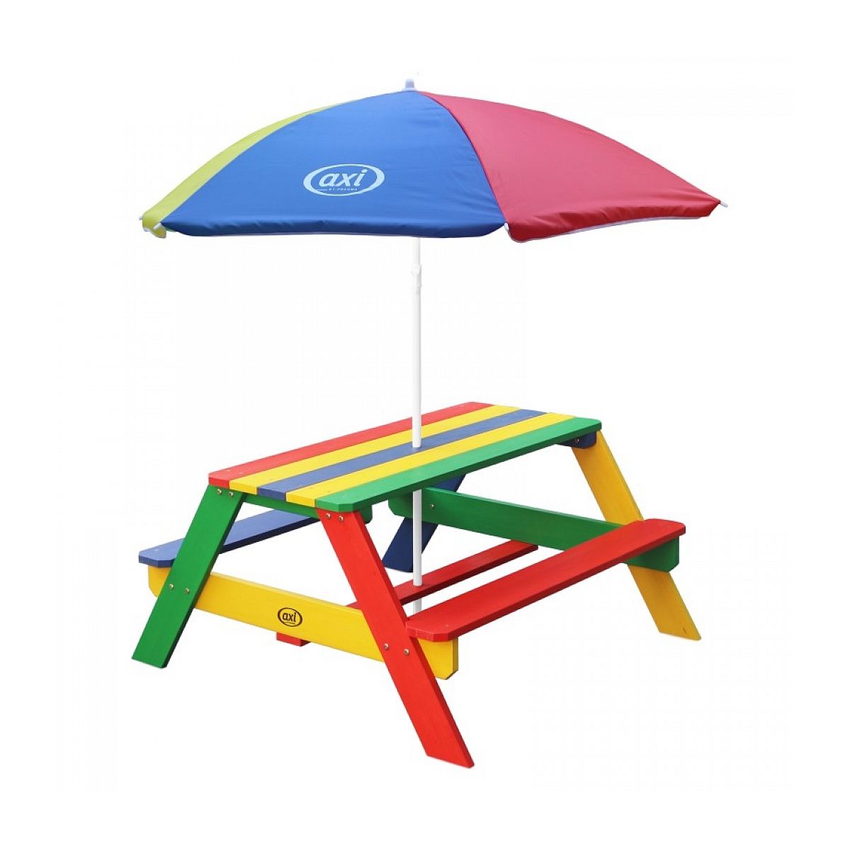 Axi House AXI Table Picnic NICK Multicolore avec parasol Multicolore 98x95x49cm