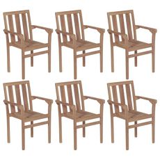 VIDAXL Chaises de jardin empilables avec coussins 6 pcs Teck solide