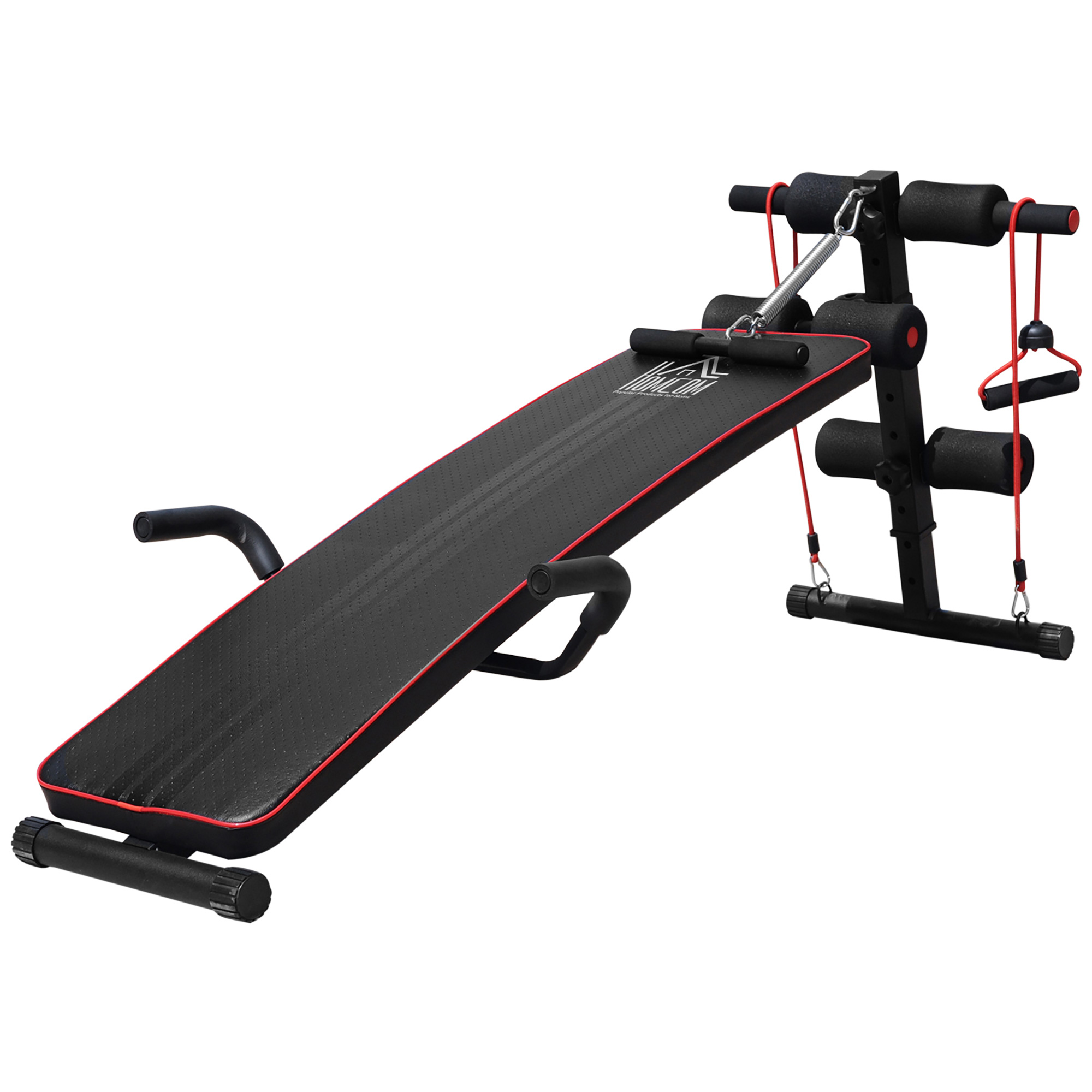 Banc de musculation pliable avec bandes de résistance - Noir