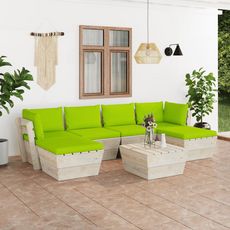 Salon de jardin palette 7 pcs avec coussins Epicea impregne