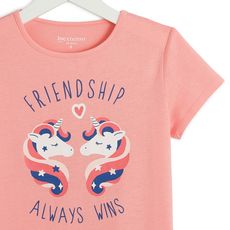 IN EXTENSO T-shirt manches courtes licorne fille (rose corail)