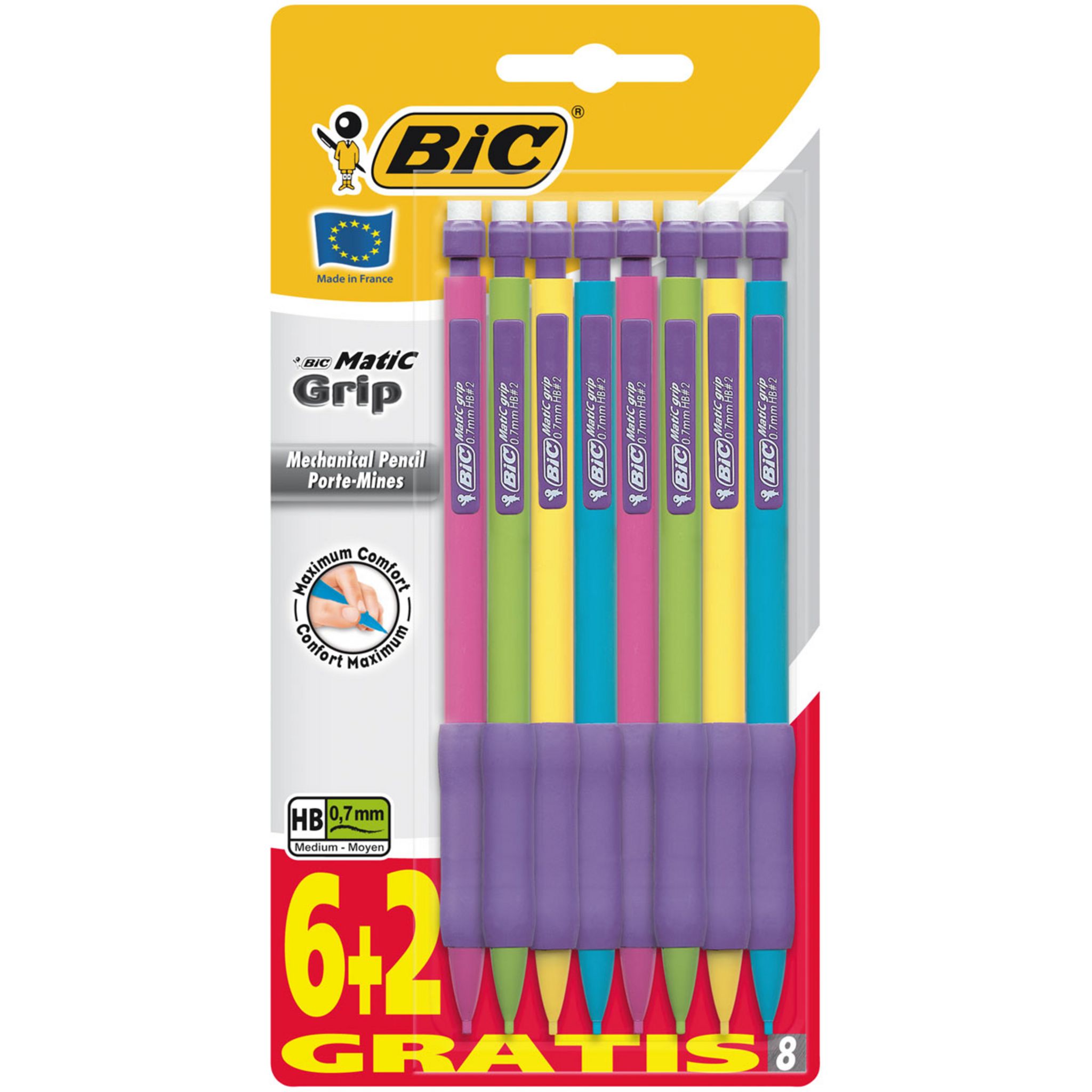 BIC Porte-mines 0,7 mm HB MATIC FUN COMFORT (lot de 8) pas cher