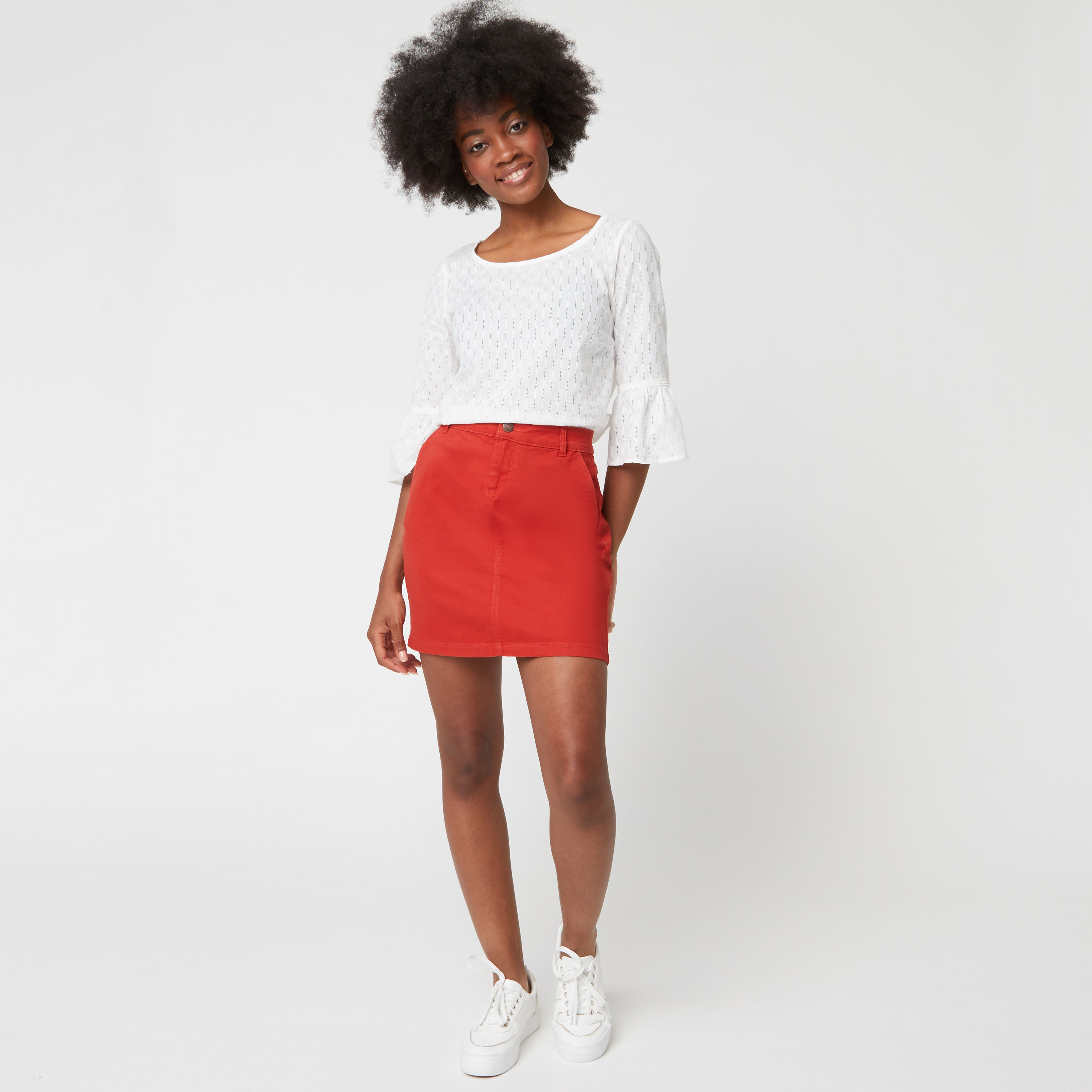 INEXTENSO Jupe droite orange femme pas cher Auchan
