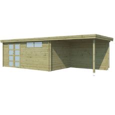 Abri de jardin bois APETINA / toit plat avec auvent / traité autoclave / 21 m²