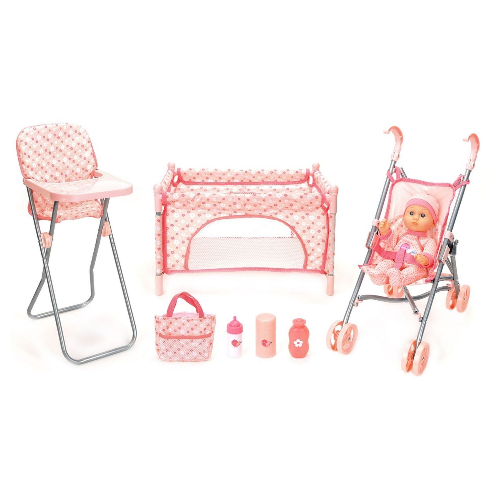 One Two Fun Mon kit d'accessoires pour bébé avec poupon 30 cm - rose pas  cher 