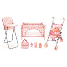 Mon kit d'accessoires pour bébé avec poupon 30 cm - rose