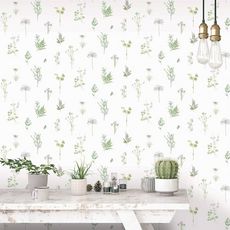 Evergreen Papier peint Herbs and Flowers Blanc