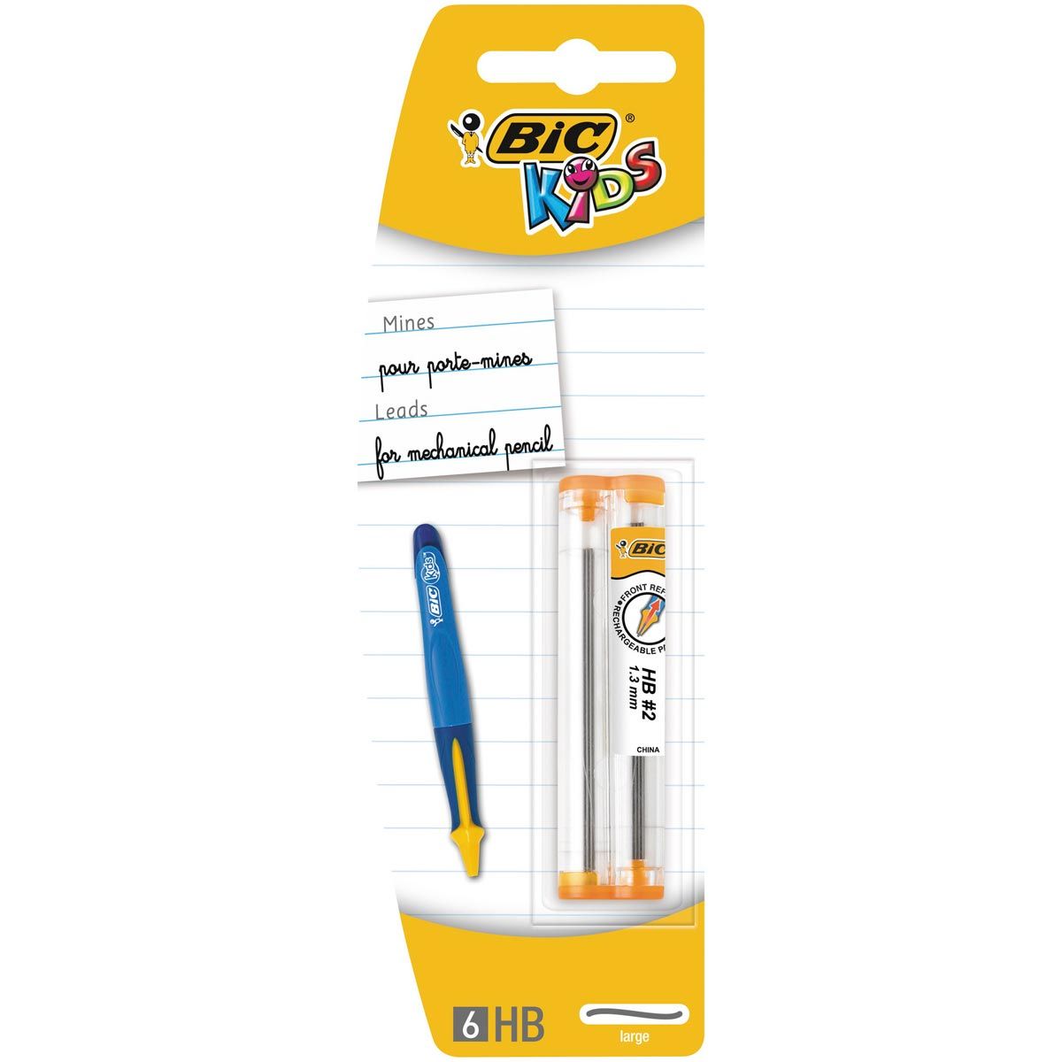 BIC Lot de 6 mines 1.3mm HB Kids Apprentis pas cher 