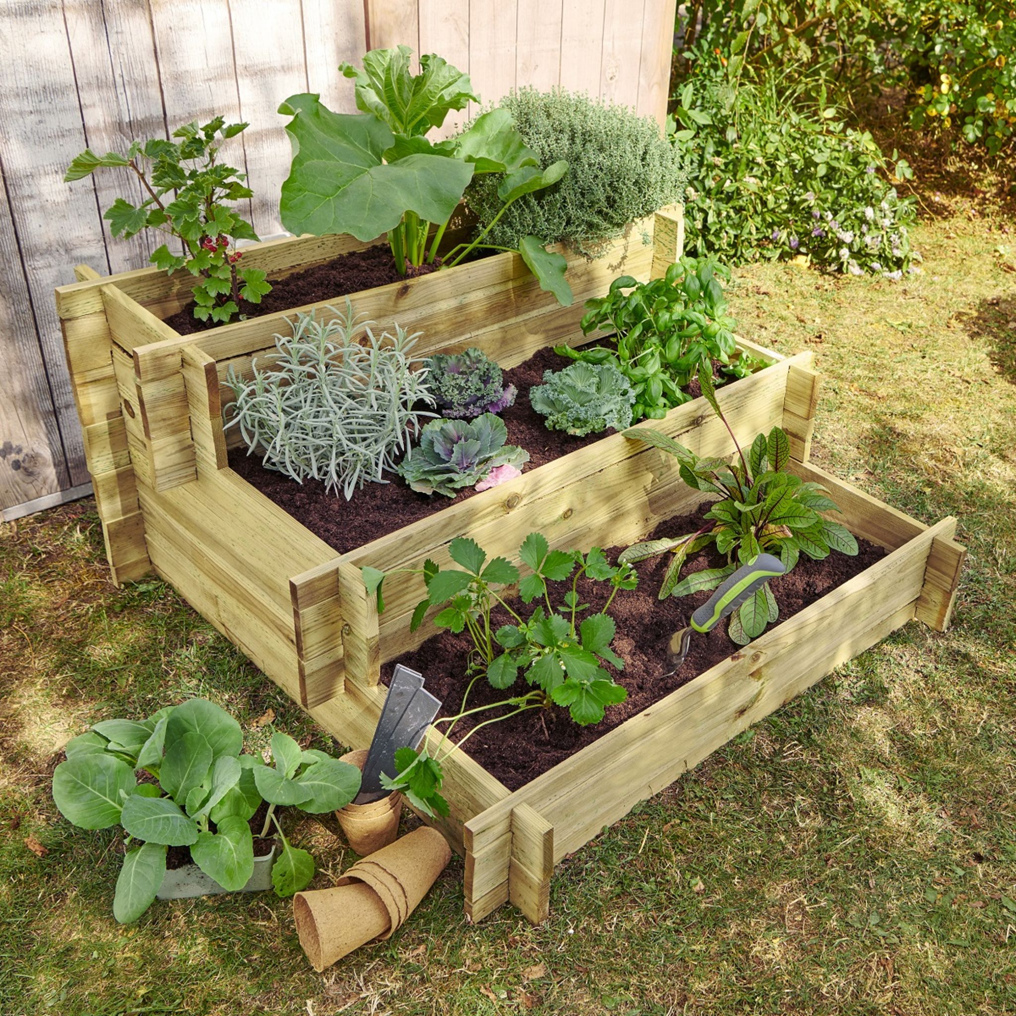 Carré potager escalier en bois