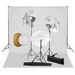 Kit de studio photo avec lampes toile de fond et reflecteur