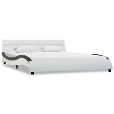 Cadre de lit avec LED Blanc et noir Similicuir 160x200 cm