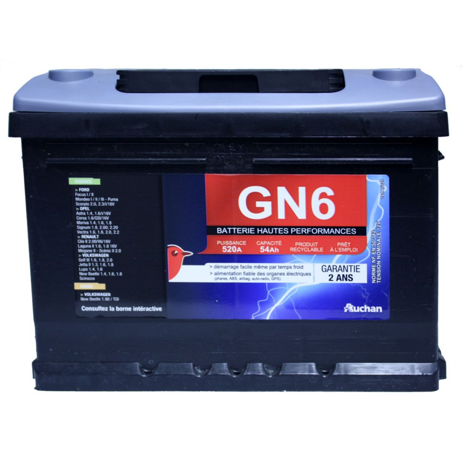 AUCHAN Batterie pour voiture GN0320A 40AH pas cher 