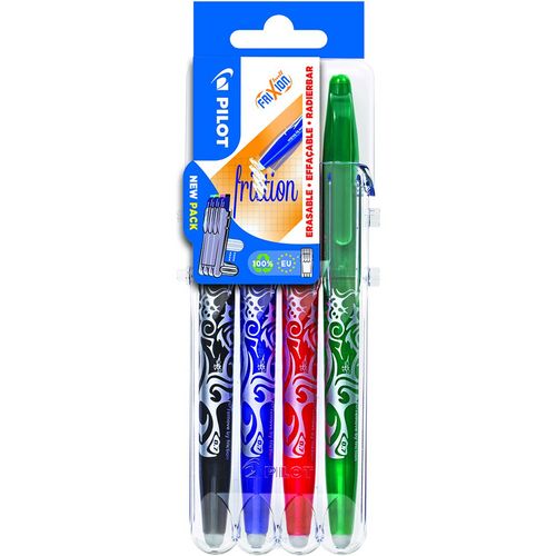 Lot de 4 stylos effaçables noir/rouge/vert/bleu FriXion Ball