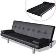 Canape-lit reglable avec 2 oreillers Cuir synthetique Noir