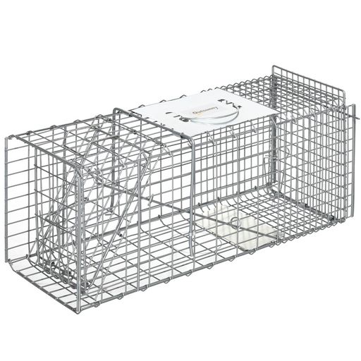 PAWHUT Piège de capture pour petits animaux type lapin rat - 2 entrées +  poignée - dim. 100L x 25l x 28H cm - métal vert pas cher 