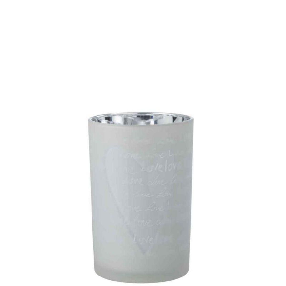 Paris Prix Photophore en Verre  Love  18cm Blanc