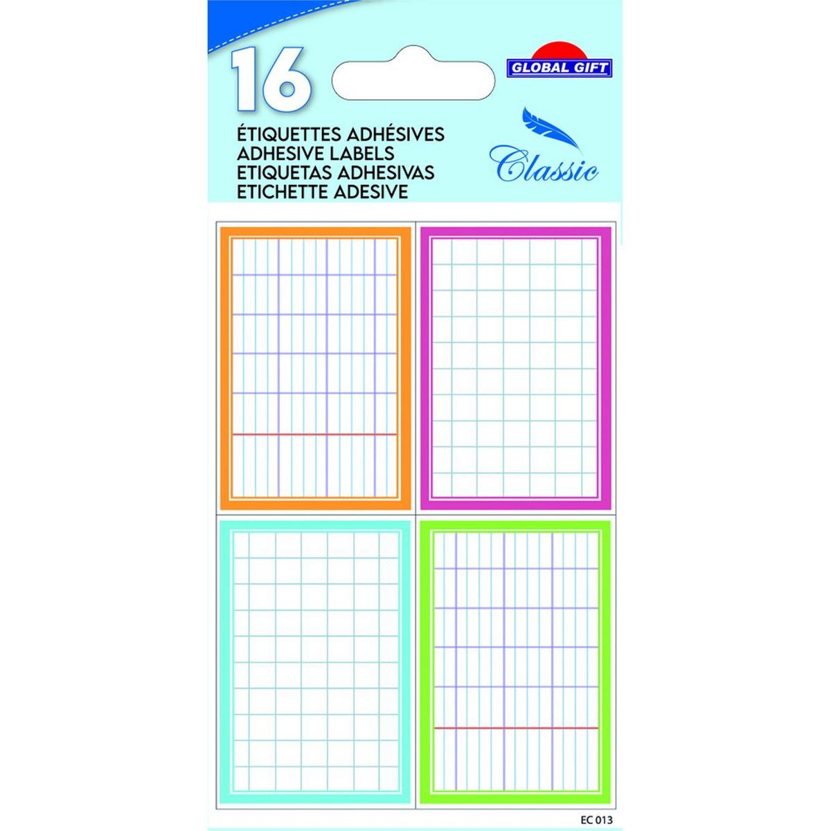 Youdoit 16 étiquettes adhésives scolaires - Rectangles effet cahier - couleurs pastel