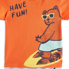 IN EXTENSO Ensemble t-shirt manches courtes ours + short bébé garçon (orange)