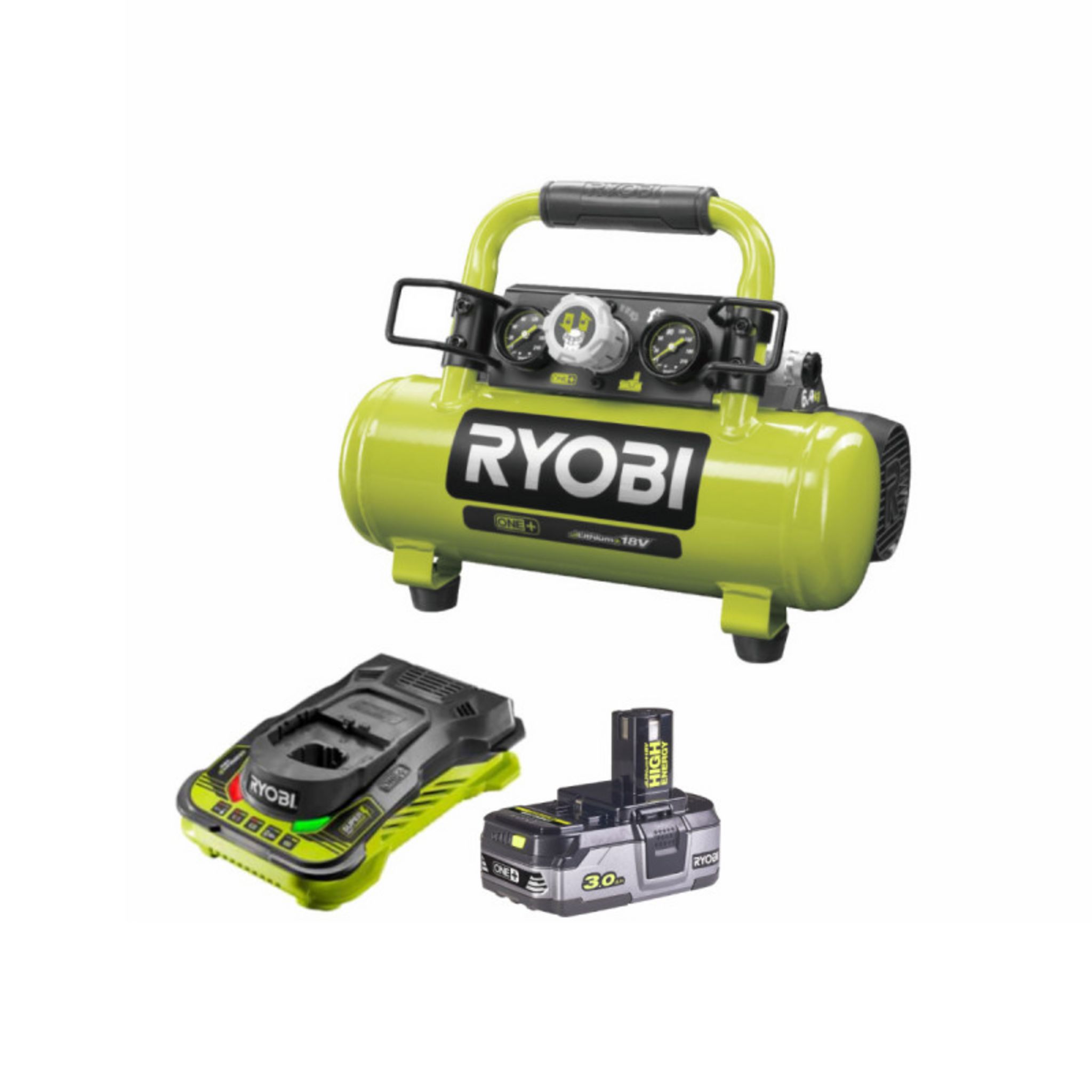 Pack compresseur-gonfleur RYOBI 18V - 1 batterie 18V 1.3 Ah - 1 chargeur  R18I-113S