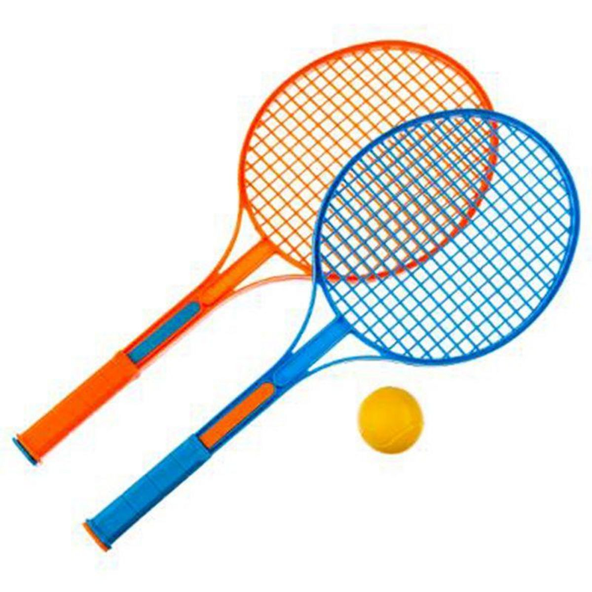 Lot de 2 Raquettes de Tennis  1 Balle  52cm Orange & Bleu