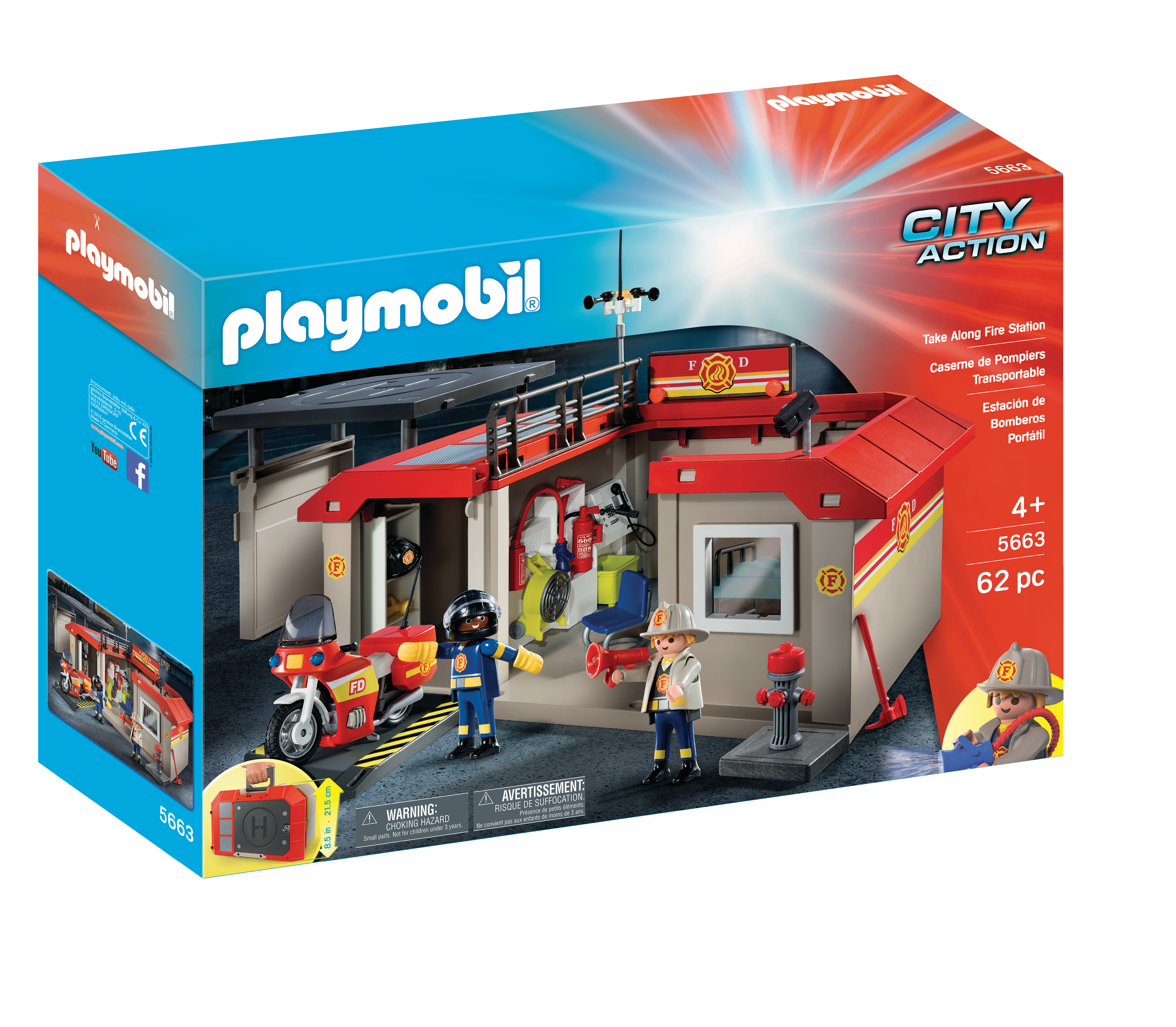 Playmobil - Caserne de pompiers transportable - Playmobil - Rue du