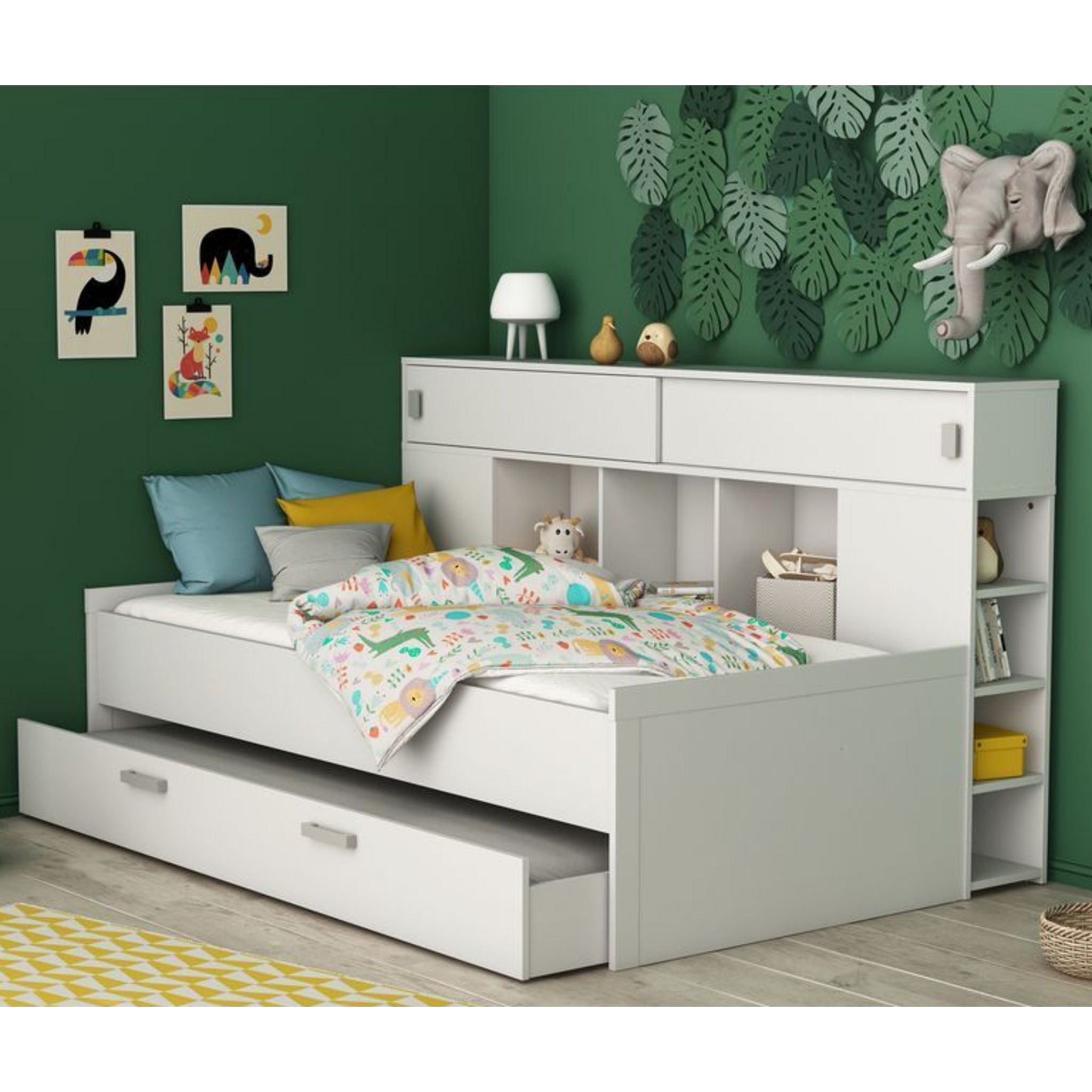 Lit enfant TOMI avec tiroir et matelas 180x80 - Vert