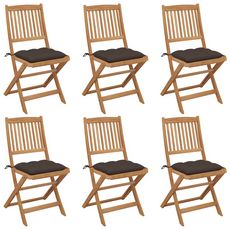 Chaises pliables de jardin 6 pcs avec coussins Bois d'acacia