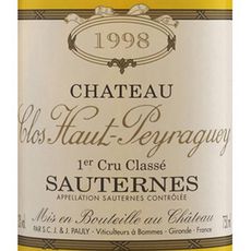 Château Clos Haut-Peyraguey Sauternes Blanc 1998