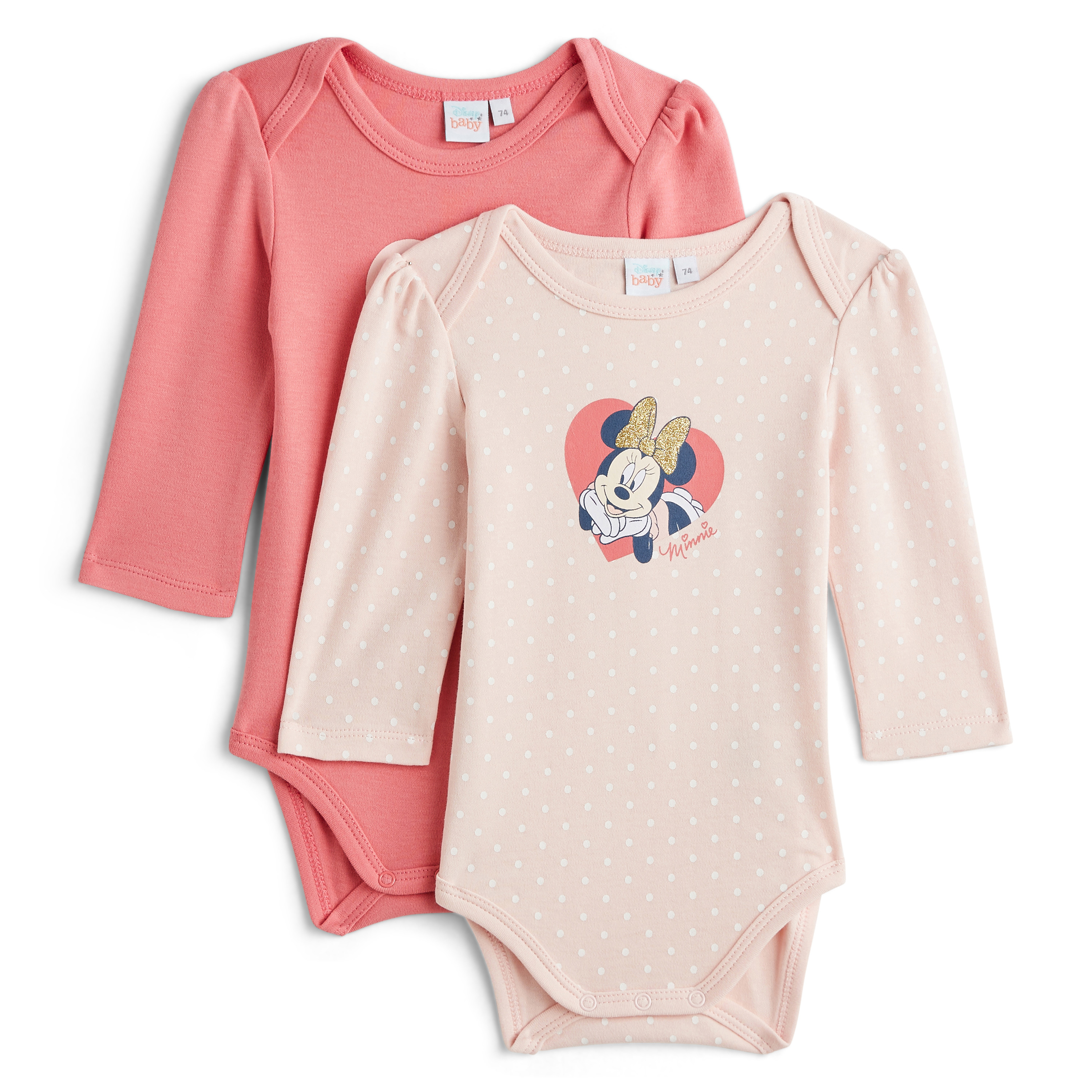 INEXTENSO Lot de 2 bodies manches longues bebe fille pas cher Auchan