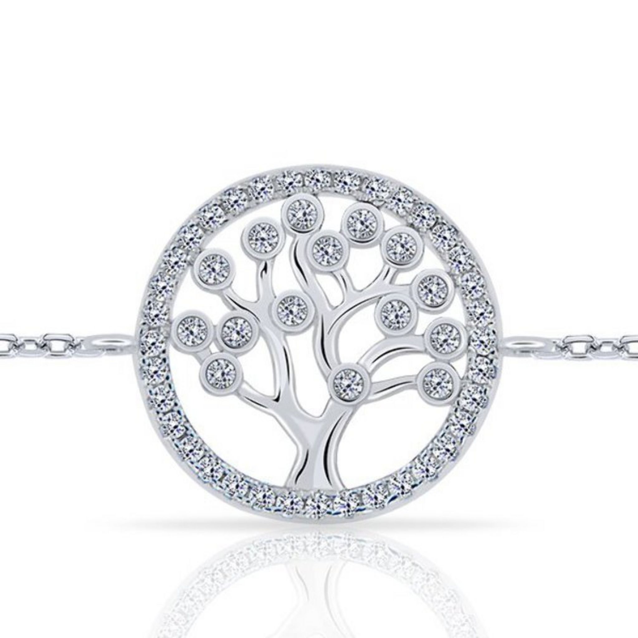 Charm Abre de Vie en Argent 925/1000 et Diamant Attache Mousqueton Charm Abre de Vie en Argent 925/1000 et Diamant Attache Mousqueton