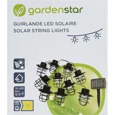 GARDENSTAR Guirlande solaire en plastique 4M 10PCS LED Blanc Chaud 
