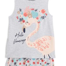 IN EXTENSO Pyjashort flamant rose fille (Gris chiné)