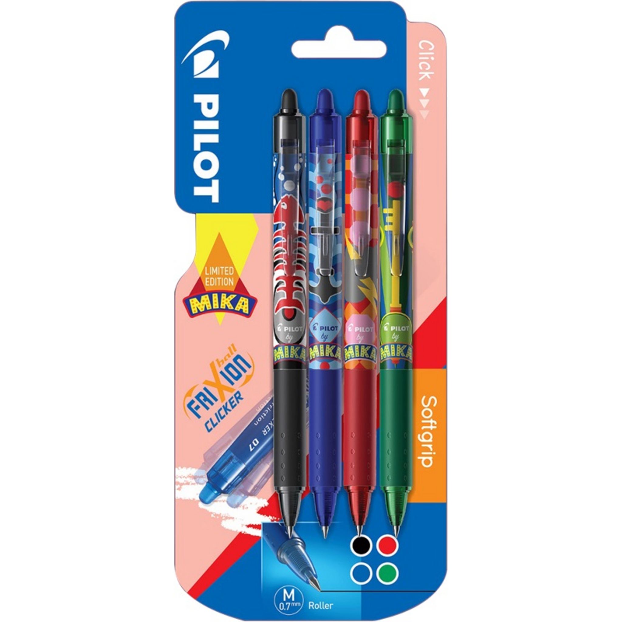 2 stylos roller PILOT Frixion effaçables bleu + 4 stickers de