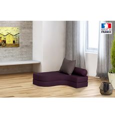 Chauffeuse banquette lit d'angle 1 place OSTO (Prune / Taupe)