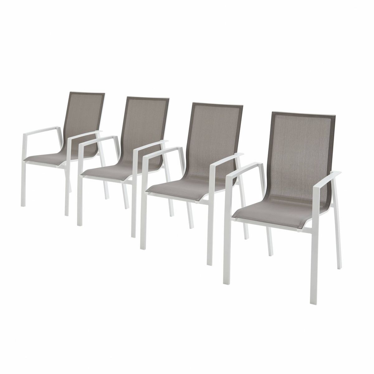  Lot de 4 fauteuils - Washington - En aluminium et textilène, empilables