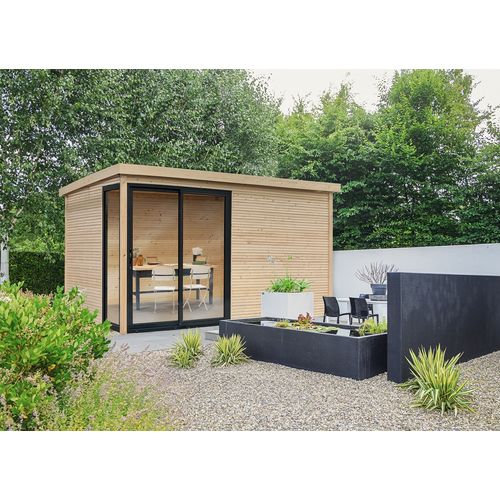 Abri de jardin en bois 28mm FARO 11,67 m2 , baie coulissante double vitrage