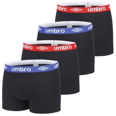 UMBRO Lot de 4 Boxers coton homme uni ceinture colorées (Noir)