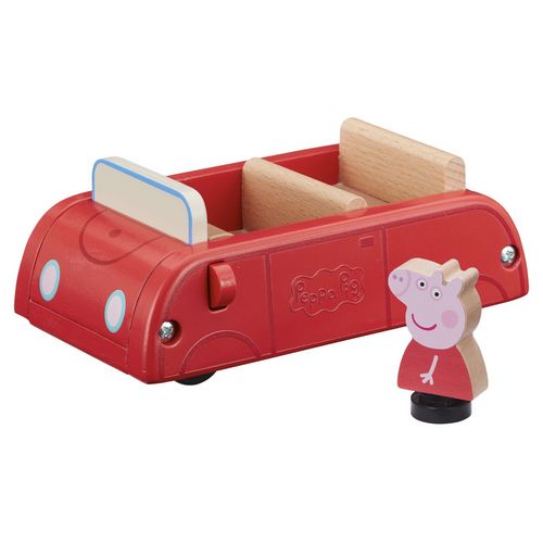 Peppa Pig - Voiture en bois rouge avec 1 personnage