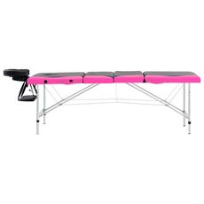 Table de massage pliable 4 zones Aluminium Noir et rose