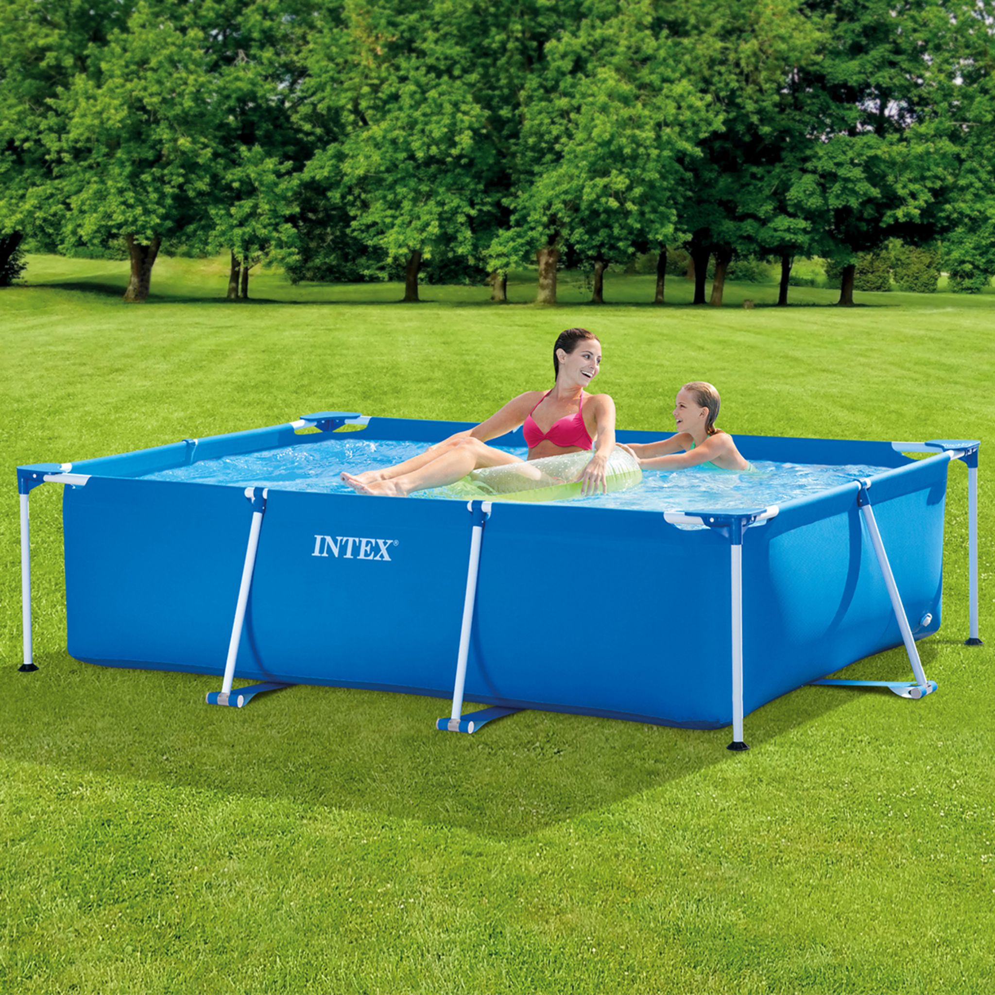 Dans Un Jardin Rectangulaire De 8 M Sur 6m INTEX Piscine tubulaire rectangulaire 2,20x1,50x0.6m METAL FRAME JUNIOR pas  cher - Auchan.fr