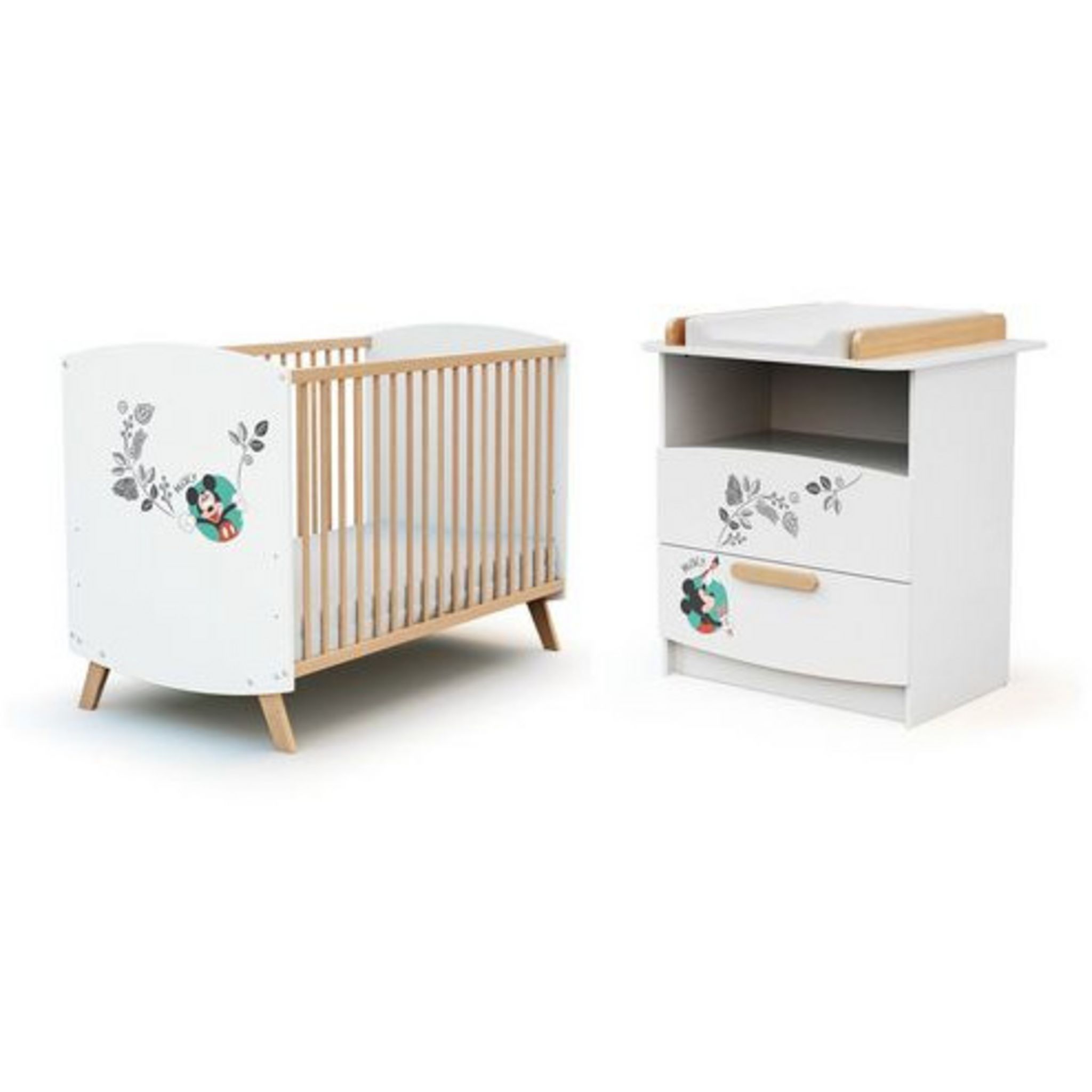 BABY PRICE Ensemble Lit bébé 60x120 cm + commode TEDDY pas cher 