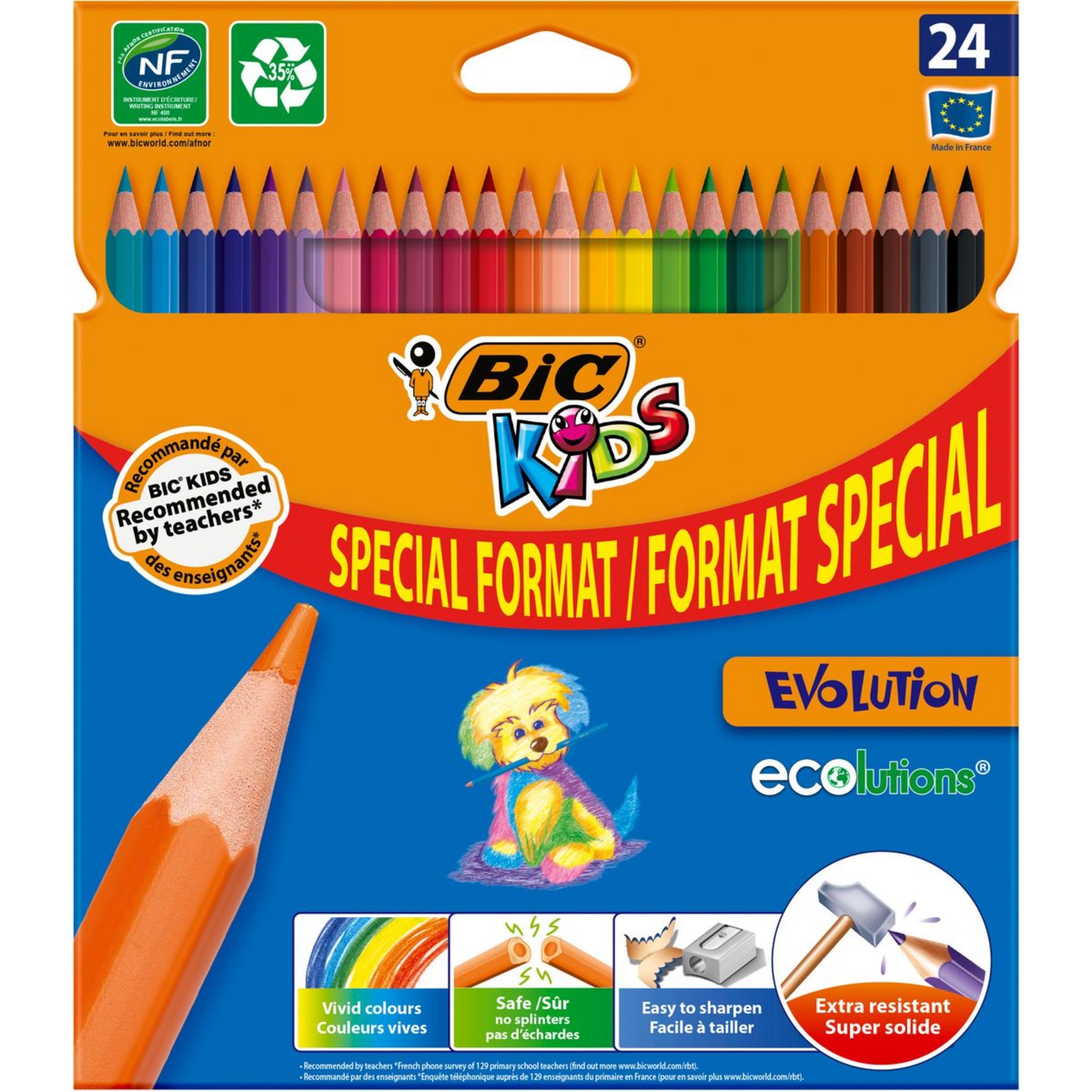 Lot de 24 pochettes de 6 crayons de couleurs pour enfants DINING KIDS