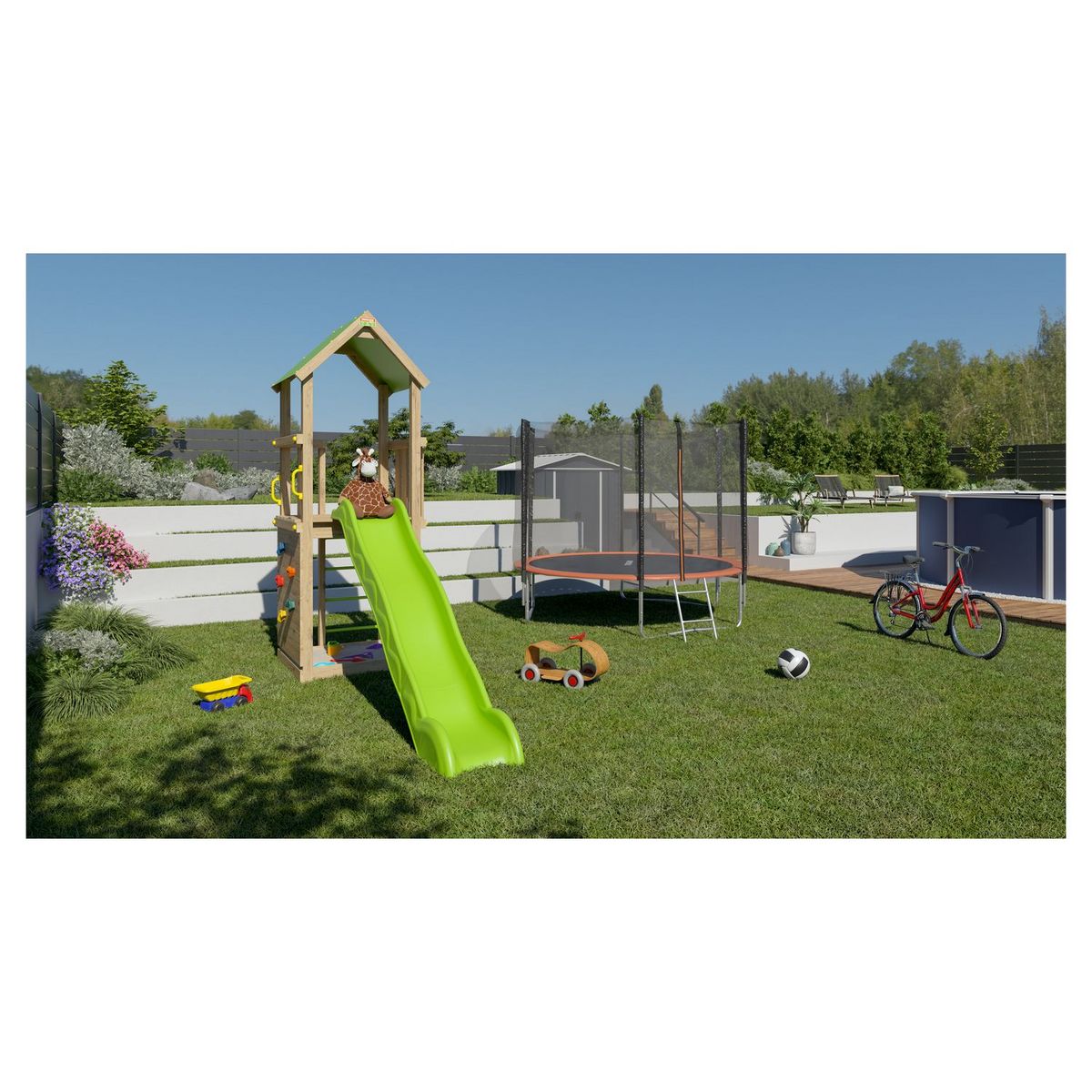 Aire de jeux en bois ULTRA XPERIENCE - TRIGANO JARDIN - Mur d