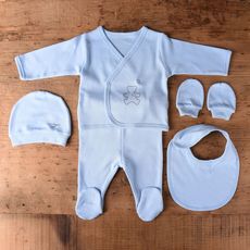SEVIRA KIDS Coffret de vêtements naissance en coton bio - 5 pièces, ORGANIC SEVIRA KIDS (Bleu)