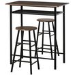 Ensemble table de bar design industriel + 2 tabourets MDF imitation bois noyer métal noir