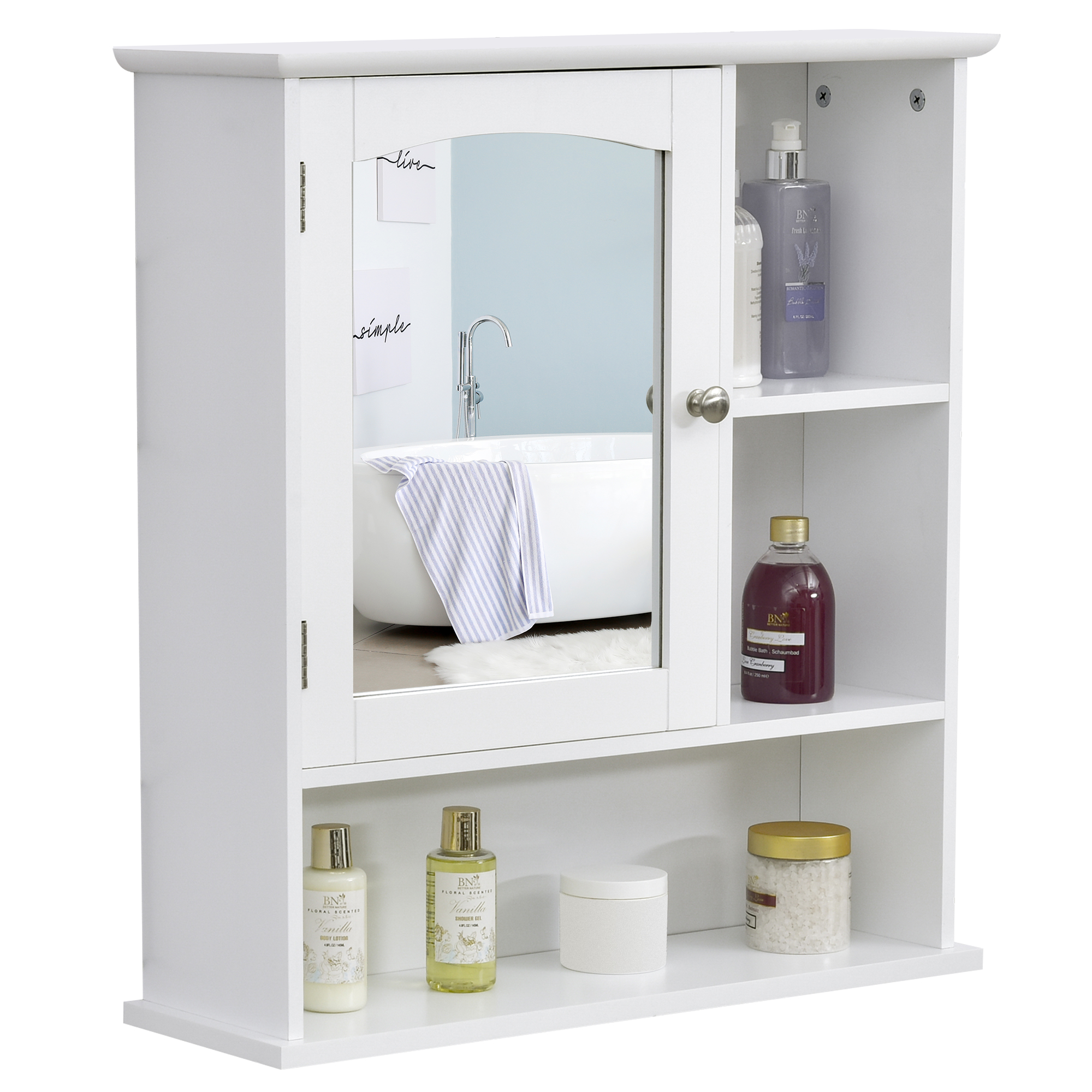 Meuble WC armoire toilette Kleankin- porte, 2 étagères, niche, support  papier - blanc - Achat & prix