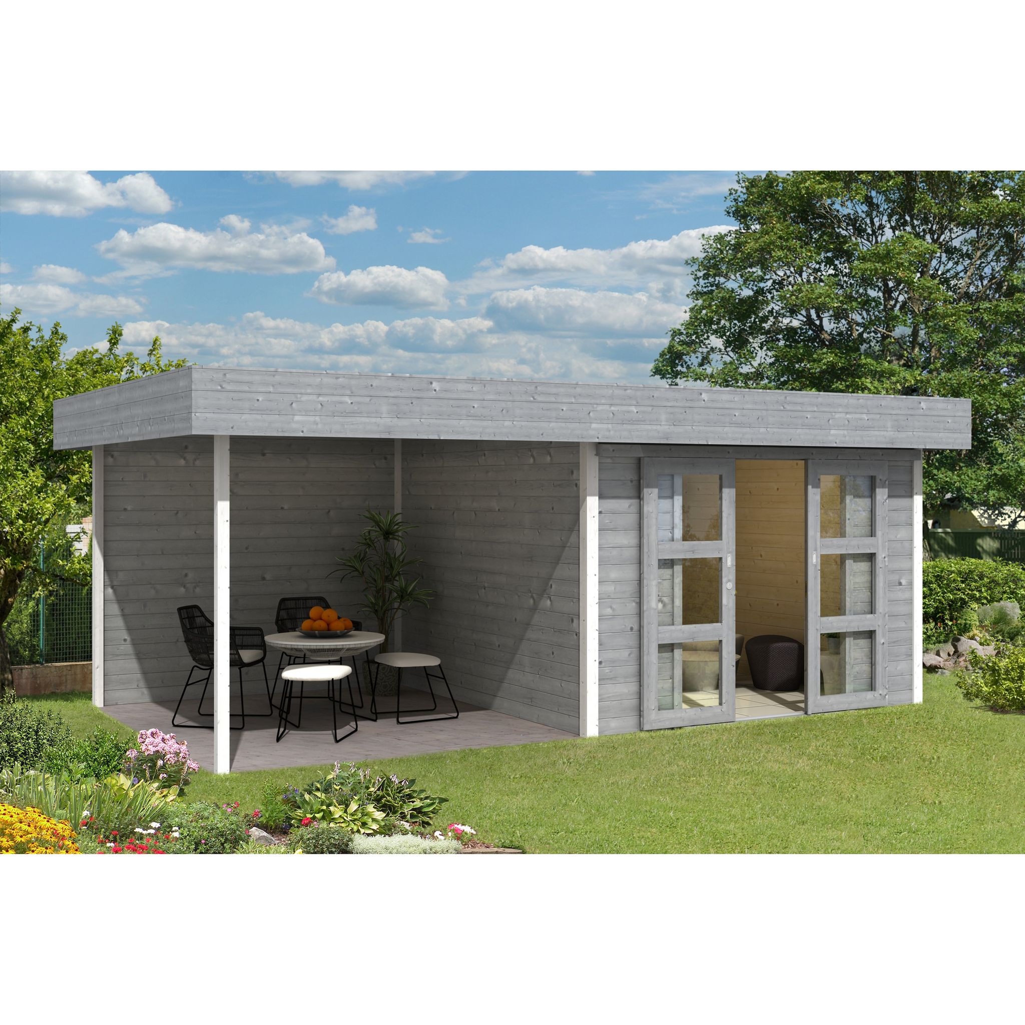 Garage de jardin en bois d'épicéa brut 21,8 m² - Eden Partenaire