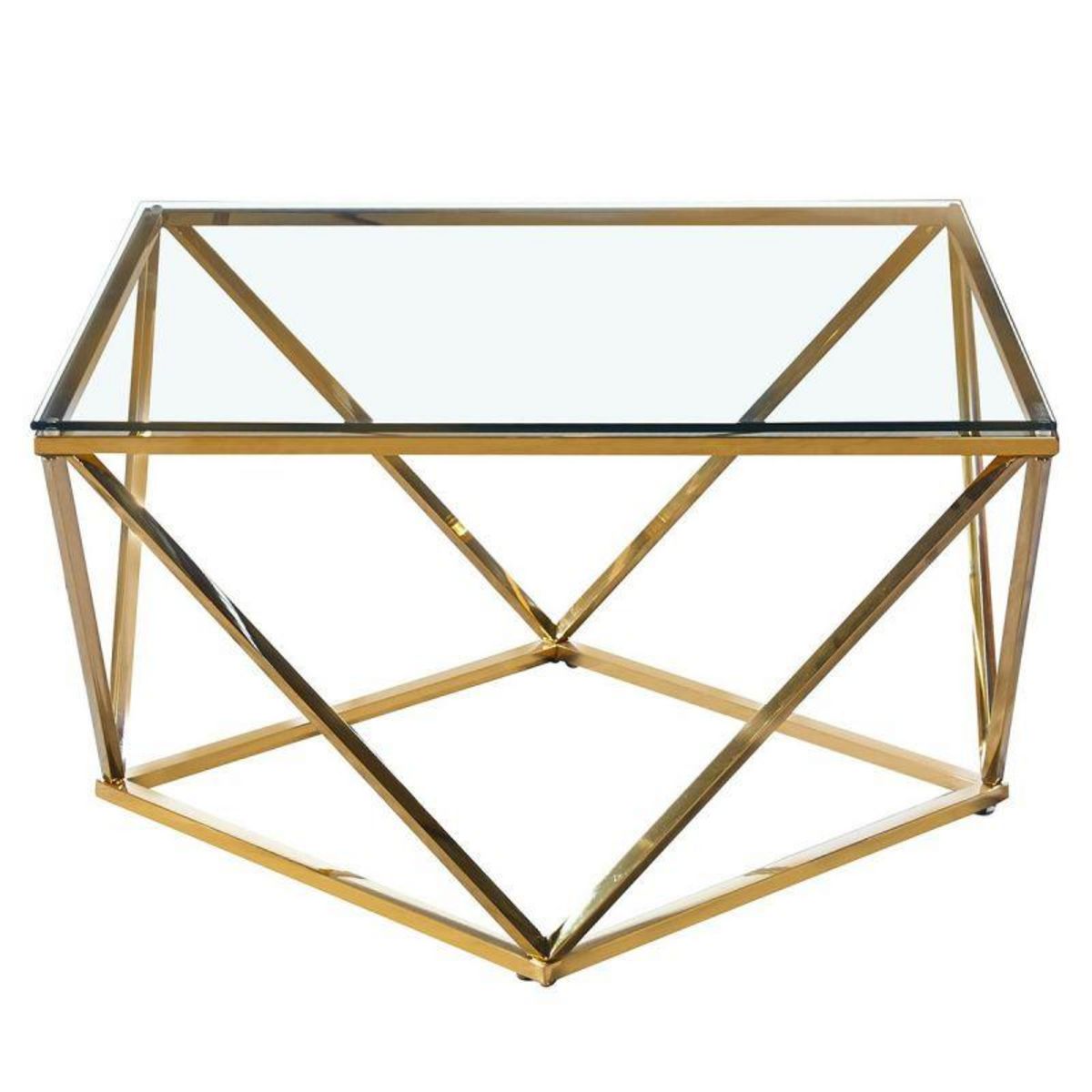 Paris Prix Table Basse Design en Verre  Lora  80cm Or